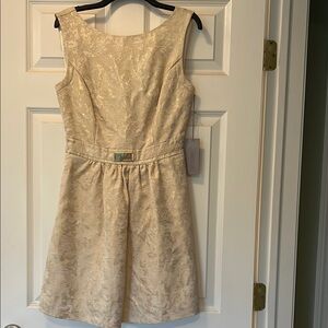 Jennifer Lopez Cream Sleeveless Dress